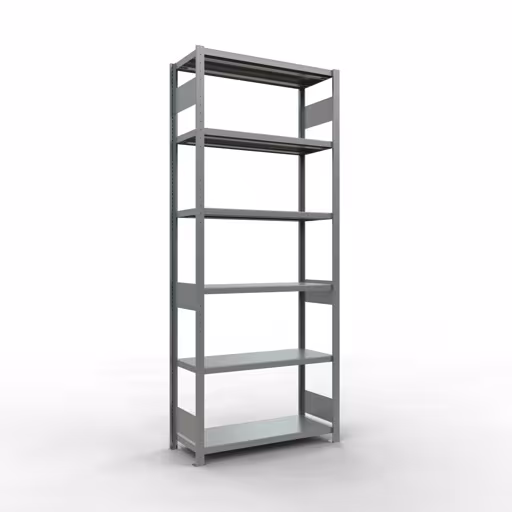 Grundregal, Fachbodenregal Stecksystem MULTIplus330, 2500 x 1000 x 400 mm (HxBxT), 6 Fachböden, Längenriegel, verzinkt aus der Kategorie Grundregal mit der Artikelnummer 13941-LR