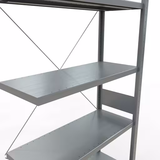 Anbauregal, Fachbodenregal Stecksystem MULTIplus330, 3000 x 1000 x 400 mm (HxBxT), 7 Fachböden, Kreuzstrebe, verzinkt von Schulte Lagertechnik aus der Kategorie Stecksystem