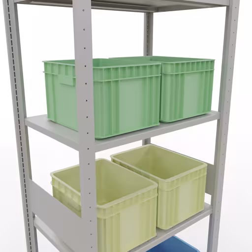 Produktbild Nr.15 des Artikels Grundregal, Fachbodenregal Stecksystem MULTIplus150, 3000 x 750 x 500 mm (HxBxT), 7 Fachböden, Längenriegel, RAL 7035 lichtgrau aus der Produktreihe Stecksystem von der Marke Schulte Lagertechnik