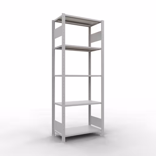 Grundregal, Fachbodenregal Stecksystem MULTIplus150, 2000 x 750 x 400 mm (HxBxT), 5 Fachböden, Längenriegel, RAL 7035 lichtgrau aus der Kategorie Grundregal mit der Artikelnummer 32640-75-LR