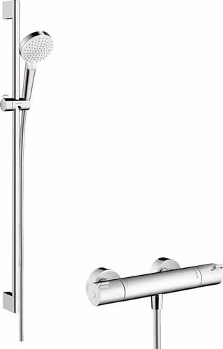 Hansgrohe Brauseset ECOSTAT 1001 CL COMBI Brausestange 900 mm weiß/chrom aus der Kategorie Dusch-Set`s/-Systeme/-Zubehör mit der Teilenummer 6000645583
