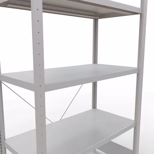 Produktbild Nr.7 des Artikels Grundregal, Fachbodenregal Stecksystem MULTIplus250, 2000 x 1000 x 500 mm (HxBxT), 5 Fachböden, Kreuzstrebe, RAL 7035 lichtgrau aus der Produktreihe Stecksystem von der Marke Schulte Lagertechnik