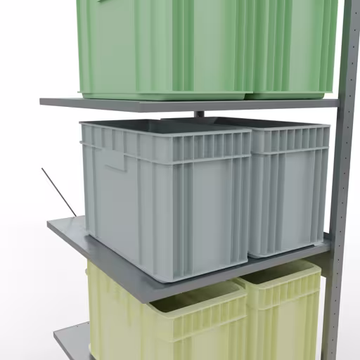 Produktbild Nr.7 des Artikels Anbauregal, Fachbodenregal Stecksystem MULTIplus150, 2500 x 750 x 800 mm (HxBxT), 6 Fachböden, Kreuzstrebe, verzinkt aus der Produktreihe Stecksystem von der Marke Schulte Lagertechnik
