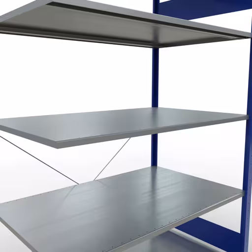 Produktbild Nr.15 des Artikels Anbauregal, Fachbodenregal Stecksystem MULTIplus150, 2000 x 1300 x 800 mm (HxBxT), 5 Fachböden, Kreuzstrebe, RAL 5010 enzianblau/verzinkt aus der Produktreihe Stecksystem von der Marke Schulte Lagertechnik