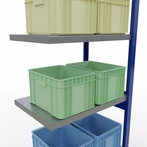 Abbildung Nr 10 des Artikels Anbauregal, Fachbodenregal Stecksystem MULTIplus250, 2500 x 750 x 500 mm (HxBxT), 6 Fachböden, Längenriegel, RAL 5010 enzianblau/verzinkt/verzinkt aus der Produktgruppe Stecksystem von der Marke Schulte Lagertechnik