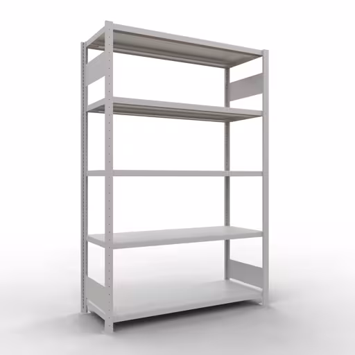 Grundregal, Fachbodenregal Stecksystem MULTIplus250, 2000 x 1300 x 500 mm (HxBxT), 5 Fachböden, Längenriegel, RAL 7035 lichtgrau aus der Kategorie Grundregal mit der Artikelnummer 32850-130-LR