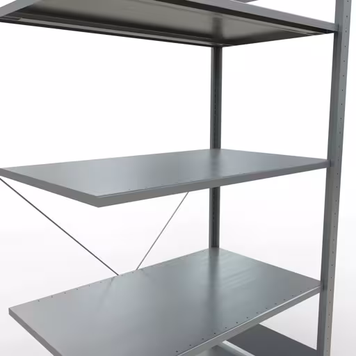 Anbauregal, Fachbodenregal Stecksystem MULTIplus85, 2000 x 1000 x 600 mm (HxBxT), 5 Fachböden, Kreuzstrebe, verzinkt von Schulte Lagertechnik aus der Kategorie Stecksystem