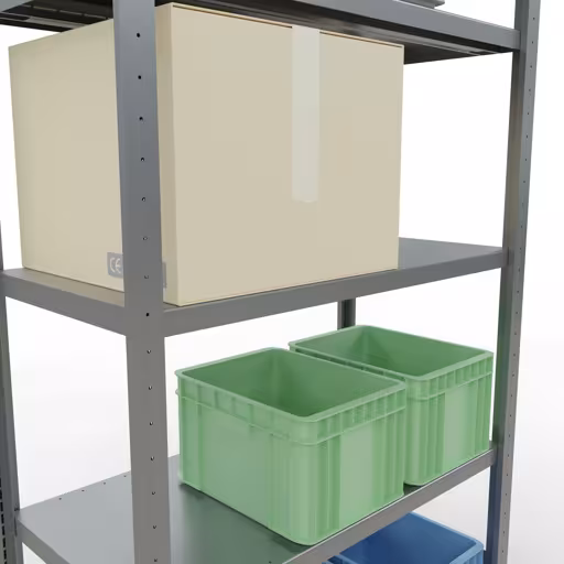 Grundregal, Fachbodenregal Stecksystem MULTIplus250, 2000 x 1000 x 500 mm (HxBxT), 5 Fachböden, Längenriegel, verzinkt von Schulte Lagertechnik aus der Kategorie Stecksystem