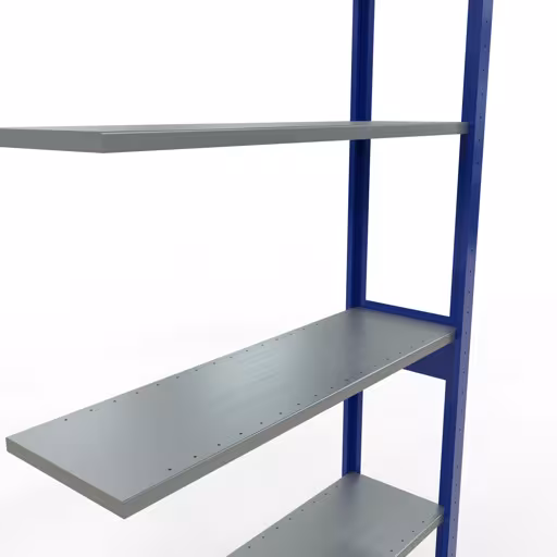 Anbauregal, Fachbodenregal Stecksystem MULTIplus85, 2500 x 1000 x 300 mm (HxBxT), 6 Fachböden, Längenriegel, RAL 5010 enzianblau von Schulte Lagertechnik mit der Artikelnr. 13136-LR-B