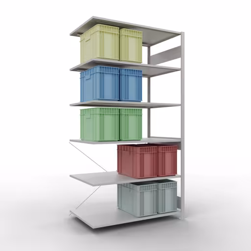 Andere Ansicht des Artikels Stecksystem Anbauregal 2500x1300x800 mm, Typ 150 kg, lichtgrau Andere Ansicht des Artikels Stecksystem Anbauregal 2500x1300x800 mm, Typ 150 kg, lichtgrau aus der Kategorie Stecksystem