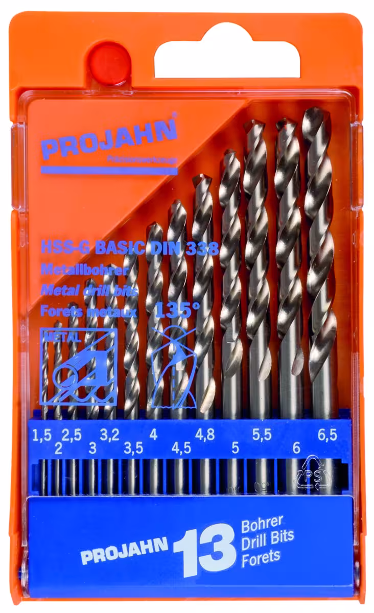 Kunststoffkassette HSS-G BASIC 13tlg 1,5-6,5/0,5 + 3,2 +4,8 aus der Kategorie Bohrer mit der Artikelnummer 67018