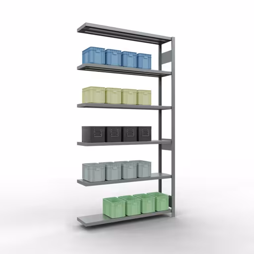 Abbildung Nr 13 des Artikels Anbauregal, Fachbodenregal Stecksystem MULTIplus250, 2500 x 1300 x 300 mm (HxBxT), 6 Fachböden, Längenriegel, verzinkt aus der Produktgruppe Stecksystem von der Marke Schulte Lagertechnik