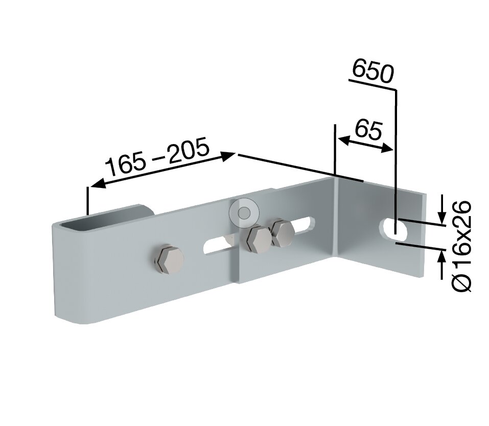 Munk Wandhalter, verstellbar 165-205mm, Stahl-verzinkt