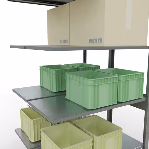 Abbildung Nr 14 des Artikels Anbauregal, Doppelregal, Fachbodenregal Stecksystem MULTIplus150, 2500 x 1000 x (2x500) mm (HxBxT), 2x6 Fachböden, Kreuzstrebe, verzinkt aus der Produktgruppe Fachbodenregale von der Marke Schulte Lagertechnik