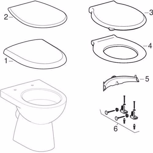 Technische Zeichnung 4060834 Geberit Renova Stand-WC Tiefspüler, Abgang horizontal teilgeschlossene Form, Tiefe: 49cm, weiß