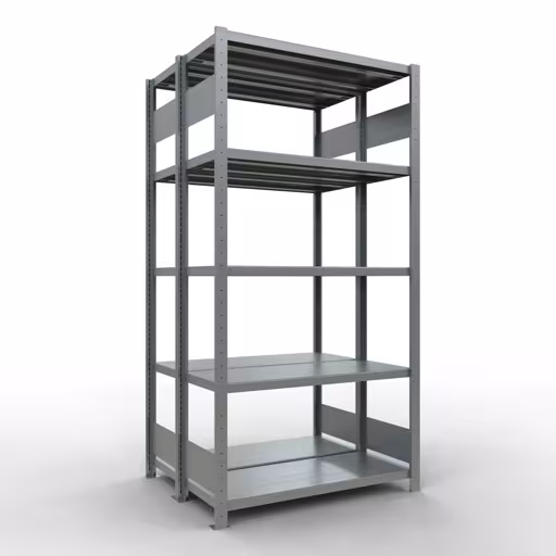 Grundregal, Doppelregal, Fachbodenregal Stecksystem MULTIplus250, 2000 x 1000 x (2x400) mm (HxBxT), 2x5 Fachböden, Längenriegel, verzinkt aus der Kategorie Doppelregale mit der Artikelnummer 17940