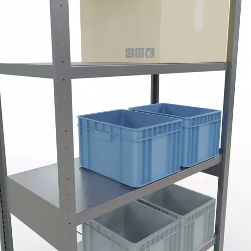 Grundregal, Fachbodenregal Stecksystem MULTIplus250, 2500 x 1000 x 500 mm (HxBxT), 6 Fachböden, Kreuzstrebe, verzinkt von der Marke Schulte Lagertechnik aus der Produktreihe Stecksystem