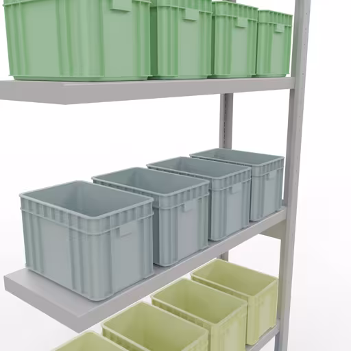 Anbauregal, Fachbodenregal Stecksystem MULTIplus250, 2500 x 1000 x 300 mm (HxBxT), 6 Fachböden, Längenriegel, RAL 7035 lichtgrau von Schulte Lagertechnik aus der Kategorie Stecksystem