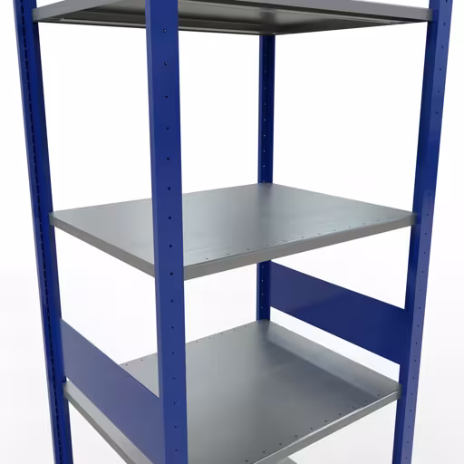 Grundregal, Fachbodenregal Stecksystem MULTIplus150, 3000 x 750 x 600 mm (HxBxT), 7 Fachböden, Längenriegel, RAL 5010 enzianblau/verzinkt/verzinkt von Schulte Lagertechnik aus der Kategorie Stecksystem
