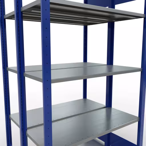 Produktbild Nr.12 des Artikels Grundregal, Doppelregal, Fachbodenregal Stecksystem MULTIplus150, 2000 x 1000 x (2x400) mm (HxBxT), 2x5 Fachböden, Längenriegel, RAL 5010 enzianblau aus der Produktreihe Fachbodenregale von der Marke Schulte Lagertechnik