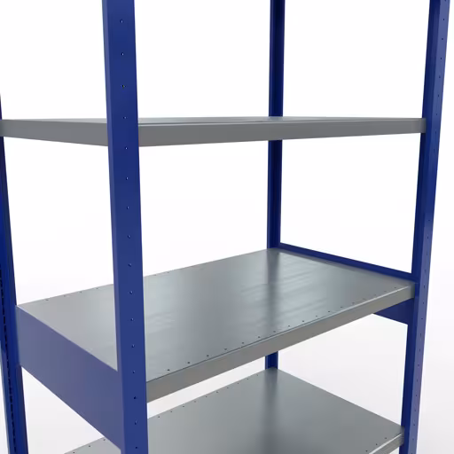 Abbildung Nr 10 des Artikels Grundregal, Fachbodenregal Stecksystem MULTIplus330, 2500 x 1000 x 600 mm (HxBxT), 6 Fachböden, Längenriegel, RAL 5010 enzianblau/verzinkt aus der Produktgruppe Stecksystem von der Marke Schulte Lagertechnik