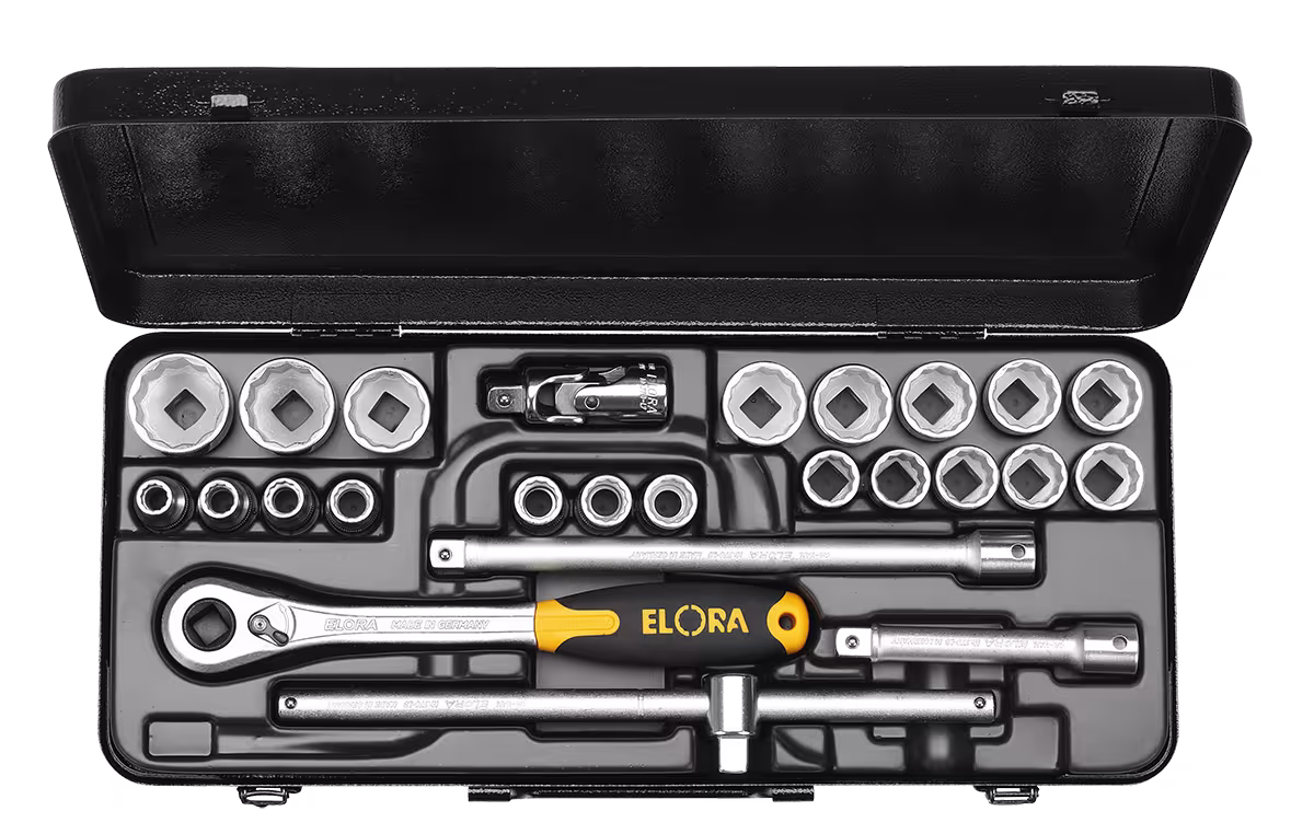 Steckschlüssel-Satz 1/2", Sechskant, 23-teilig 3/8"-1.1/4" AF 771-OK LAK von ELORA Steckschlüssel-Satz 1/2", ELORA-770/771-OK aus der Kategorie Steckschlüssel-Sortiment 1/2" mit der Artikelnr. 0771520322900
