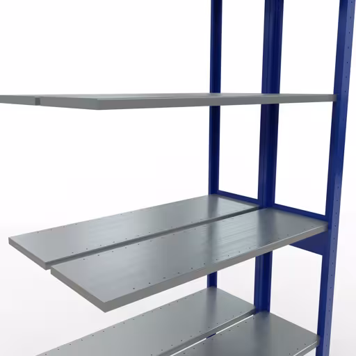 Produktbild Nr.16 des Artikels Anbauregal, Doppelregal, Fachbodenregal Stecksystem MULTIplus150, 2500 x 1000 x (2x300) mm (HxBxT), 2x6 Fachböden, Längenriegel, RAL 5010 enzianblau aus der Produktreihe Fachbodenregale von der Marke Schulte Lagertechnik