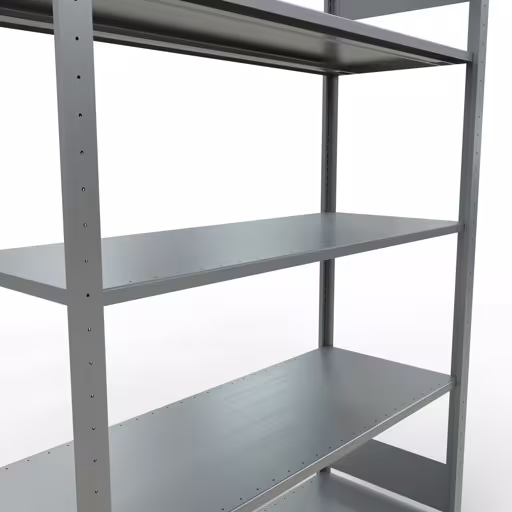 Grundregal, Fachbodenregal Stecksystem MULTIplus150, 2000 x 1300 x 500 mm (HxBxT), 5 Fachböden, Längenriegel, verzinkt von Schulte Lagertechnik mit der Artikelnr. 12750-130-LR