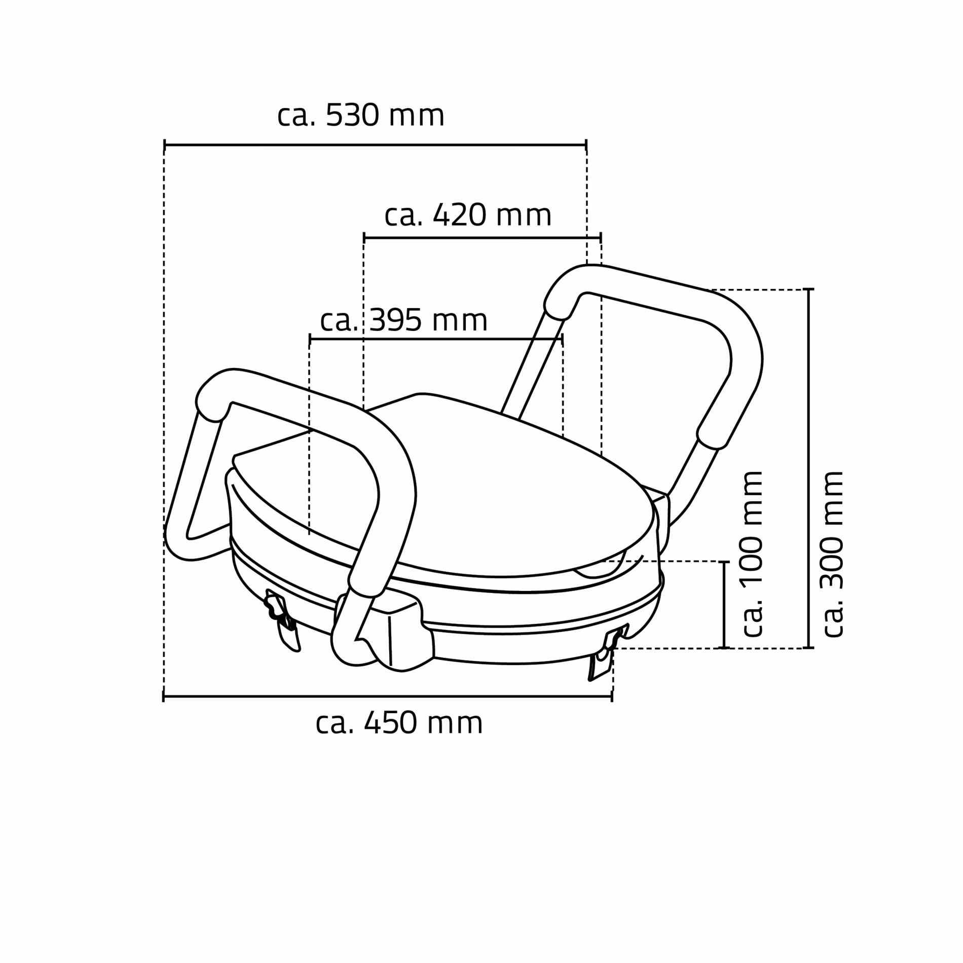Zusatzbild des Artikels WC-Sitzerhöhung Sam ca. 10 cm, weiß, mit Armlehnen aus WC-Sitze