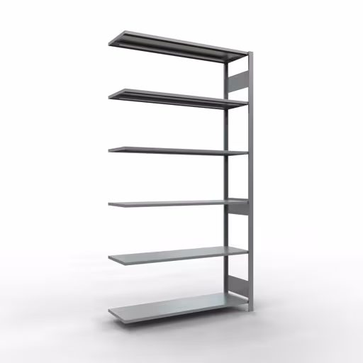 Anbauregal, Fachbodenregal Stecksystem MULTIplus150, 2500 x 1300 x 400 mm (HxBxT), 6 Fachböden, Längenriegel, verzinkt aus der Kategorie Anbauregal mit der Artikelnummer 12746-130-LR