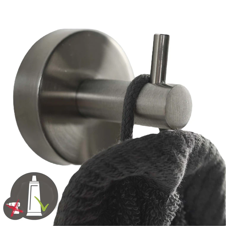 AXIAL Handtuchhaken 1-fach Edelstahl - zum KLEBEN oder BOHREN