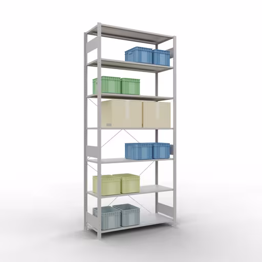 Produktbild Nr.6 des Artikels Stecksystem Grundregal 3000x1300x500 mm, Typ 150 kg, lichtgrau aus der Produktreihe Stecksystem von der Marke Schulte Lagertechnik