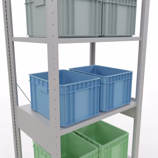 Grundregal, Fachbodenregal Stecksystem MULTIplus150, 2500 x 750 x 500 mm (HxBxT), 6 Fachböden, Kreuzstrebe, RAL 7035 lichtgrau von Schulte Lagertechnik aus der Kategorie Stecksystem