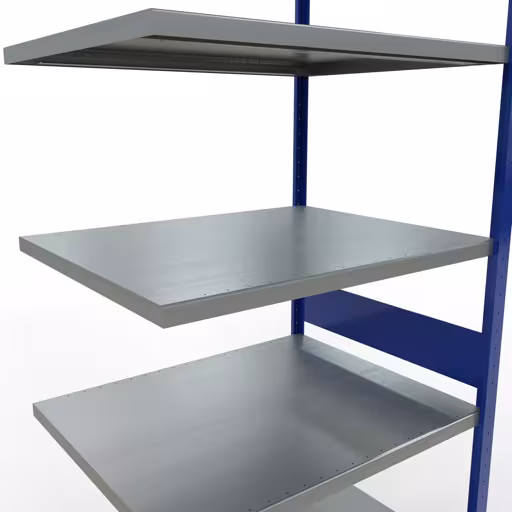 Abbildung Nr 9 des Artikels Anbauregal, Fachbodenregal Stecksystem MULTIplus330, 3000 x 1000 x 800 mm (HxBxT), 7 Fachböden, Längenriegel, RAL 5010 enzianblau/verzinkt aus der Produktgruppe Stecksystem von der Marke Schulte Lagertechnik