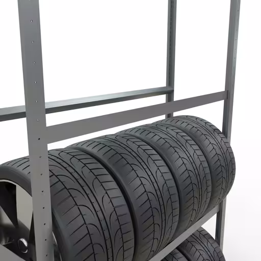 Produktbild Nr 13 des Artikels Grundregal, Räder-/Reifenregal, 2750 x 1300 x 400 mm (HxBxT), verzinkt, 4 Lagerebenen á 150 kg Fachlast pro Ebene Abbildung Nr 13 des Artikels Grundregal, Räder-/Reifenregal, 2750 x 1300 x 400 mm (HxBxT), verzinkt, 4 Lagerebenen á 150 kg Fachlast pro Ebene aus der Produktgruppe Fachbodenregale von der Marke Schulte Lagertechnik