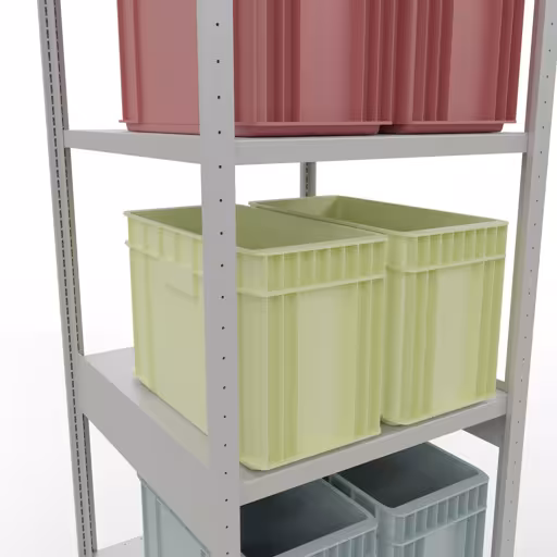 Abbildung Nr 12 des Artikels Grundregal, Fachbodenregal Stecksystem MULTIplus250, 3000 x 750 x 800 mm (HxBxT), 7 Fachböden, Längenriegel, RAL 7035 lichtgrau aus der Produktgruppe Stecksystem von der Marke Schulte Lagertechnik