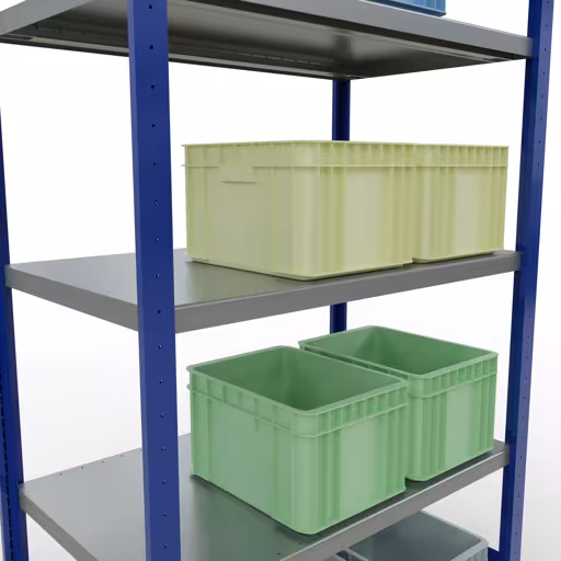 Grundregal, Fachbodenregal Stecksystem MULTIplus330, 2000 x 1000 x 600 mm (HxBxT), 5 Fachböden, Längenriegel, RAL 5010 enzianblau/verzinkt von Schulte Lagertechnik aus der Kategorie Stecksystem