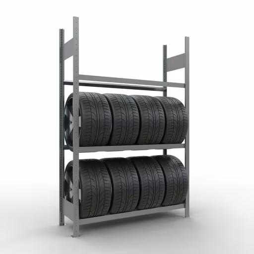 Abbildung Nr 13 des Artikels Grundregal, Räder-/Reifenregal, 2000 x 1300 x 400 mm (HxBxT), verzinkt, 3 Lagerebenen á 150 kg Fachlast pro Ebene aus der Produktgruppe Fachbodenregale von der Marke Schulte Lagertechnik