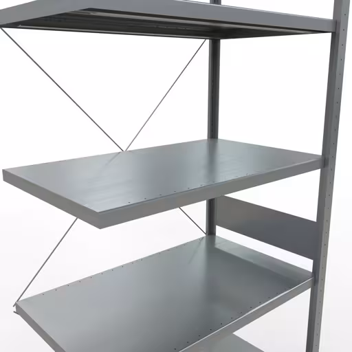 Abbildung Nr 15 des Artikels Anbauregal, Fachbodenregal Stecksystem MULTIplus330, 3000 x 1000 x 600 mm (HxBxT), 7 Fachböden, Kreuzstrebe, verzinkt aus der Produktgruppe Stecksystem von der Marke Schulte Lagertechnik