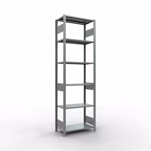 Grundregal, Fachbodenregal Stecksystem MULTIplus150, 2500 x 750 x 400 mm (HxBxT), 6 Fachböden, Längenriegel, verzinkt aus der Kategorie Grundregal mit der Artikelnummer 12741-75-LR