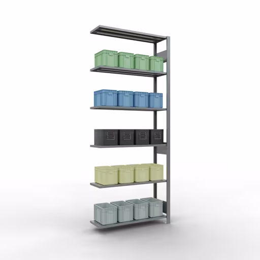 Abbildung Nr 15 des Artikels Anbauregal, Fachbodenregal Stecksystem MULTIplus85, 2500 x 1000 x 300 mm (HxBxT), 6 Fachböden, Längenriegel, verzinkt aus der Produktgruppe Stecksystem von der Marke Schulte Lagertechnik