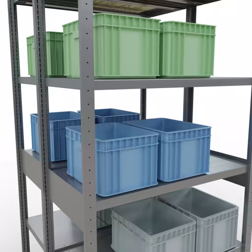 Produktbild Nr.8 des Artikels Grundregal, Doppelregal, Fachbodenregal Stecksystem MULTIplus250, 2500 x 1000 x (2x500) mm (HxBxT), 2x6 Fachböden, Kreuzstrebe, verzinkt aus der Produktreihe Fachbodenregale von der Marke Schulte Lagertechnik