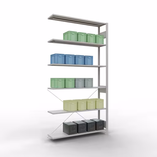 Stecksystem Anbauregal 2500x1300x300 mm, Typ 150 kg, lichtgrau aus der Kategorie Anbauregal mit der GTIN 4004514292667 Stecksystem Anbauregal 2500x1300x300 mm, Typ 150 kg, lichtgrau von der Marke Schulte Lagertechnik aus der Produktreihe Stecksystem