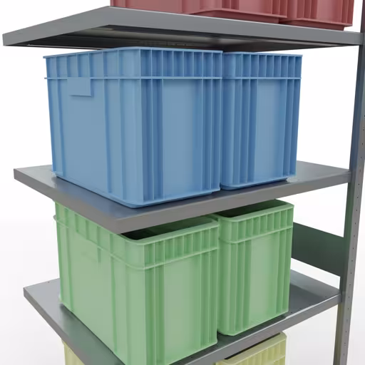 Anbauregal, Fachbodenregal Stecksystem MULTIplus330, 3000 x 1000 x 800 mm (HxBxT), 7 Fachböden, Längenriegel, verzinkt von Schulte Lagertechnik aus der Kategorie Stecksystem