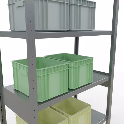 Grundregal, Fachbodenregal Stecksystem MULTIplus330, 2500 x 1000 x 500 mm (HxBxT), 6 Fachböden, Längenriegel, verzinkt von Schulte Lagertechnik aus der Kategorie Stecksystem