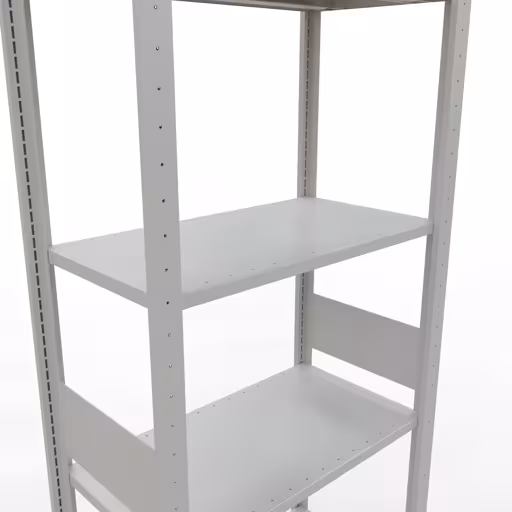 Grundregal, Fachbodenregal Stecksystem MULTIplus150, 3000 x 750 x 400 mm (HxBxT), 7 Fachböden, Längenriegel, RAL 7035 lichtgrau von Schulte Lagertechnik mit der Artikelnr. 32642-75-LR