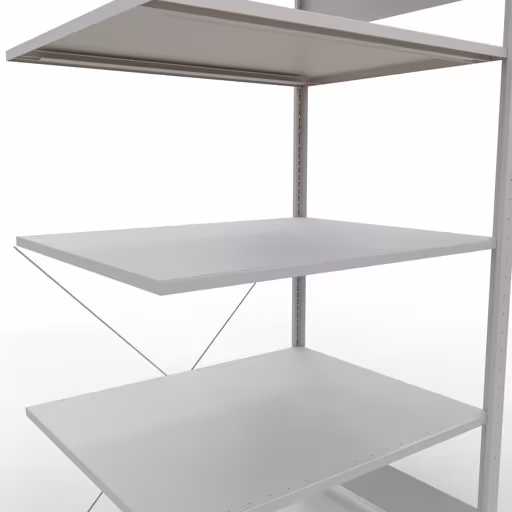 Anbauregal, Fachbodenregal Stecksystem MULTIplus150, 2000 x 1000 x 800 mm (HxBxT), 5 Fachböden, Kreuzstrebe, RAL 7035 lichtgrau von Schulte Lagertechnik aus der Kategorie Stecksystem