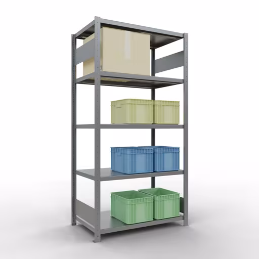 Abbildung Nr 13 des Artikels Grundregal, Fachbodenregal Stecksystem MULTIplus250, 2000 x 1000 x 600 mm (HxBxT), 5 Fachböden, Längenriegel, verzinkt aus der Produktgruppe Stecksystem von der Marke Schulte Lagertechnik