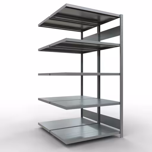 Anbauregal, Doppelregal, Fachbodenregal Stecksystem MULTIplus250, 2000 x 1000 x (2x600) mm (HxBxT), 2x5 Fachböden, Längenriegel, verzinkt aus der Kategorie Doppelregale mit der Artikelnummer 17965