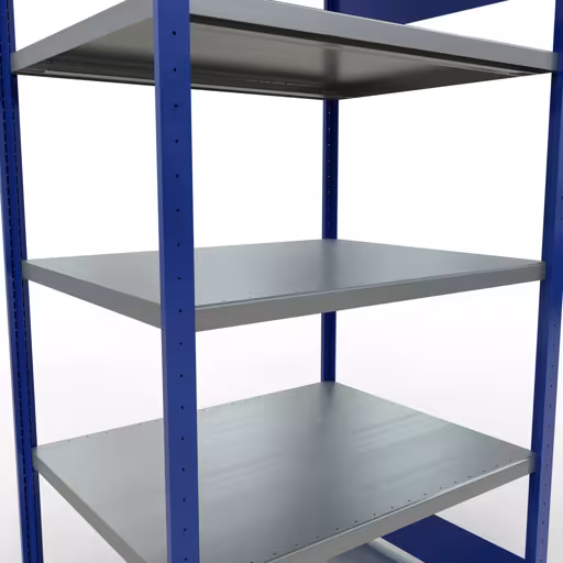 Grundregal, Fachbodenregal Stecksystem MULTIplus250, 2000 x 1000 x 800 mm (HxBxT), 5 Fachböden, Längenriegel, RAL 5010 enzianblau/verzinkt von Schulte Lagertechnik aus der Kategorie Stecksystem